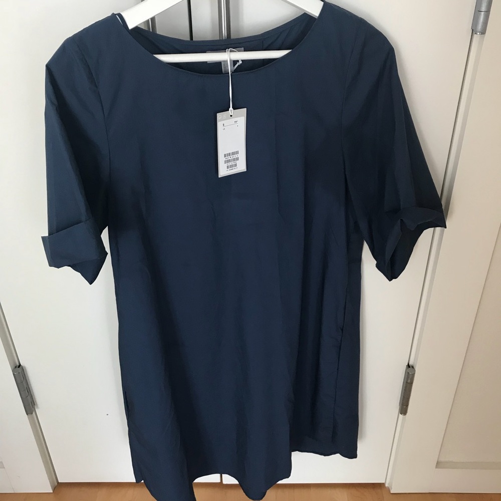 Blue poplin long shirt/dress